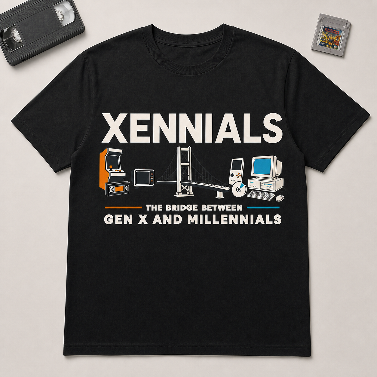 Xennials Bridge T-Shirt - Gen X and Millennial Retro Tech Tee